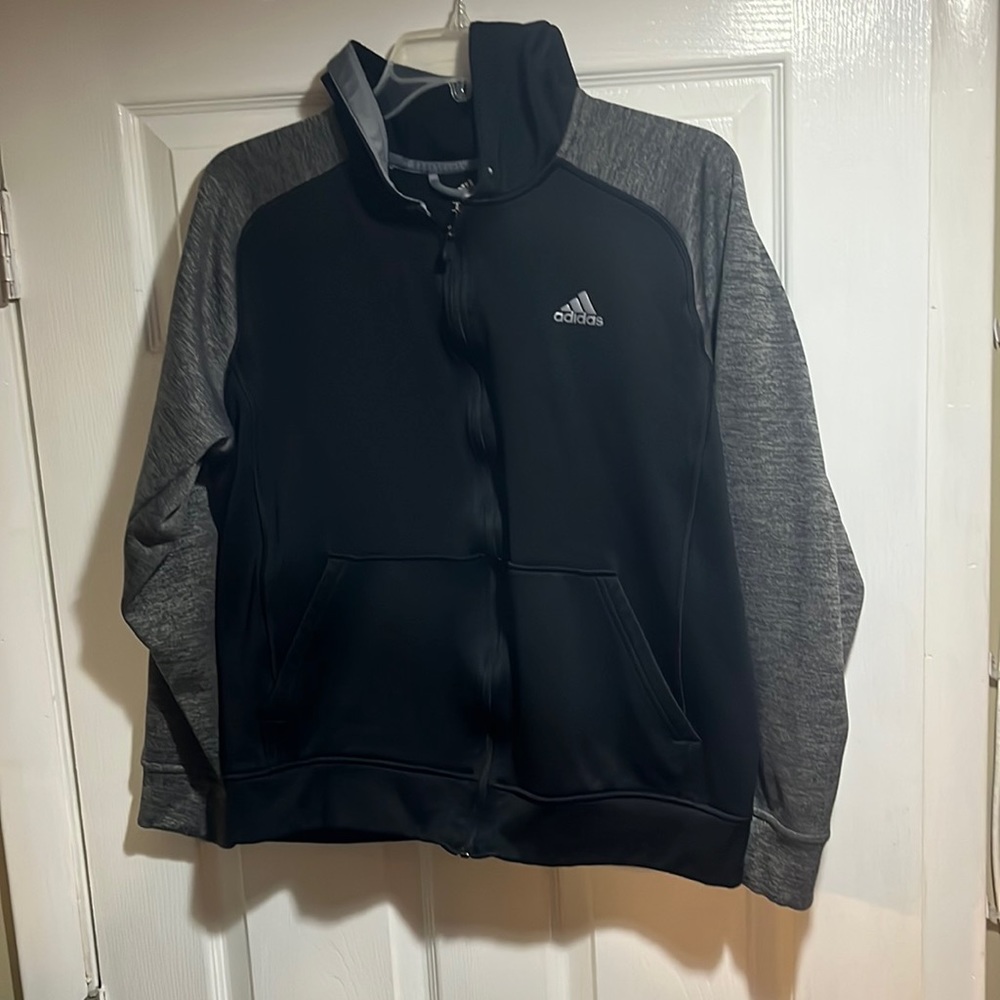 Adidas Climawarm Full Zip Hoodie Youth Sz Medium EUC Blk/Gry
